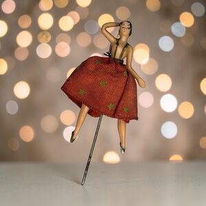 Vint Bols Ballerina Doll Stick Pin Erven Lucas Tiny Dancer Red Skirt Gold Stars